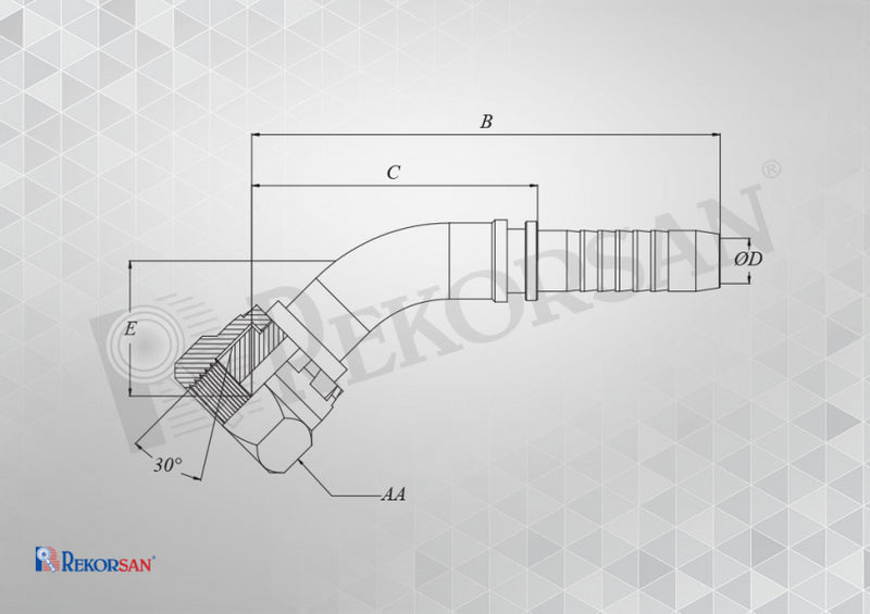 Resmi Galeri görüntüleyicisine yükle, 3/4-R3/4-14 HİDROLİK BSP 45 DER. REKOR - Hidrotek Hortum
