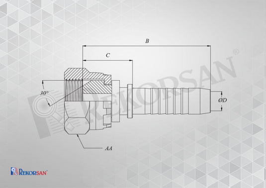 11/2-R11/2-11 HİDROLİK BSP DÜZ REKOR - Hidrotek Hortum