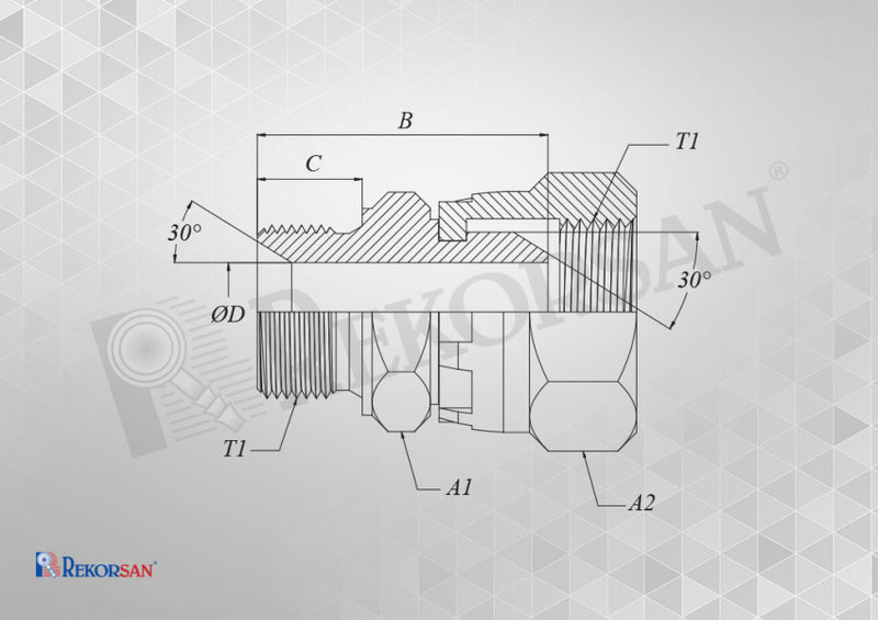 Resmi Galeri görüntüleyicisine yükle, 1 HİDROLİK BSP-BSP TERS NİPEL - Hidrotek Hortum
